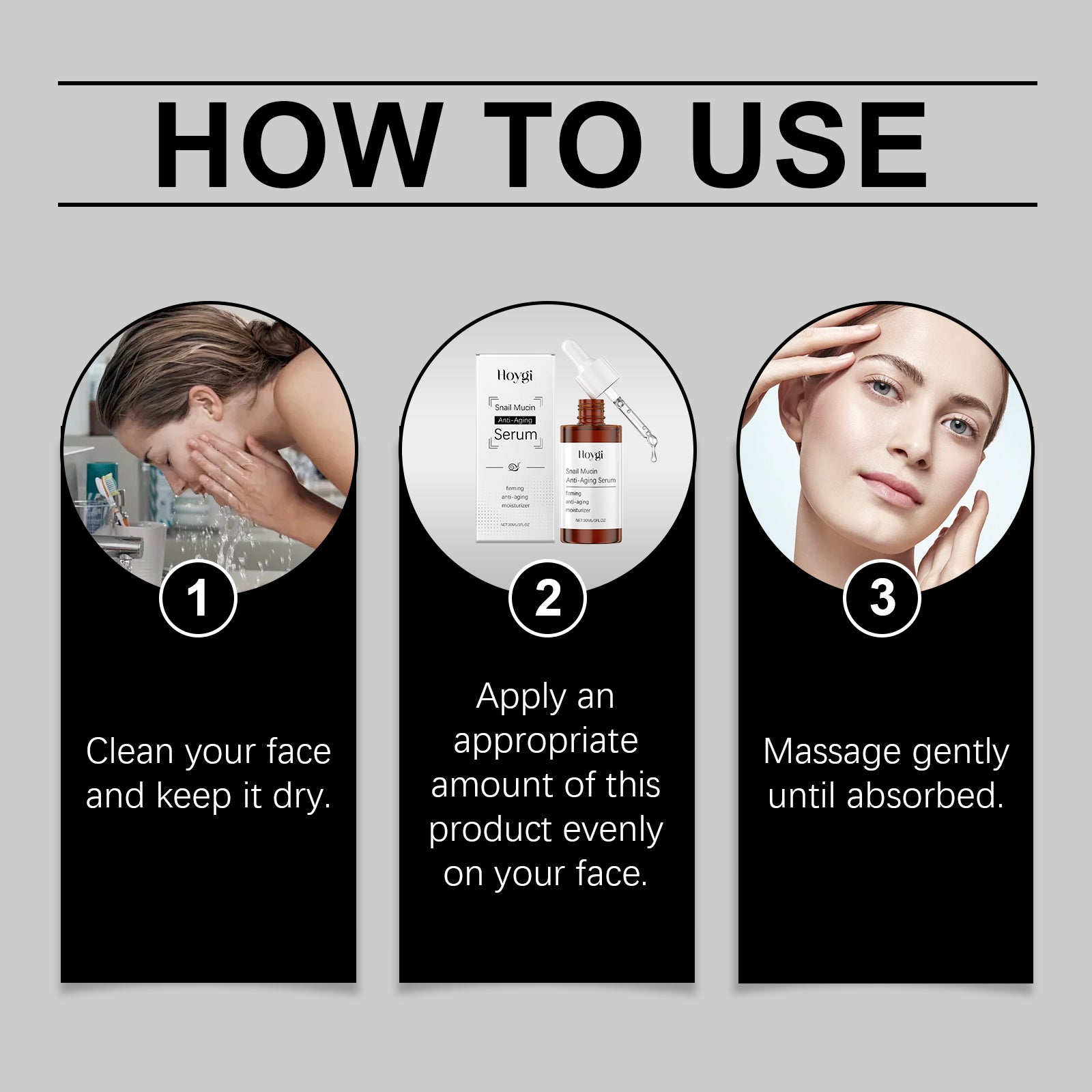 Hoygi Snail Face Serum, Hydrates, Nourishes, Nourishes, Smoothes And Firming Daily Skin Care Serum