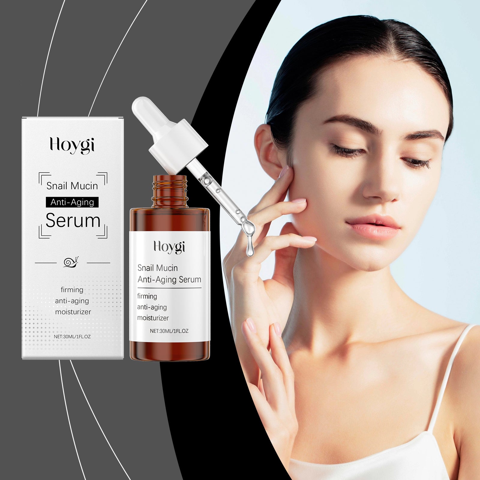 Hoygi Snail Face Serum, Hydrates, Nourishes, Nourishes, Smoothes And Firming Daily Skin Care Serum